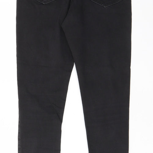 Marks and Spencer Womens Black Cotton Skinny Jeans Size 10 L28 in Regular Zip - Pockets
