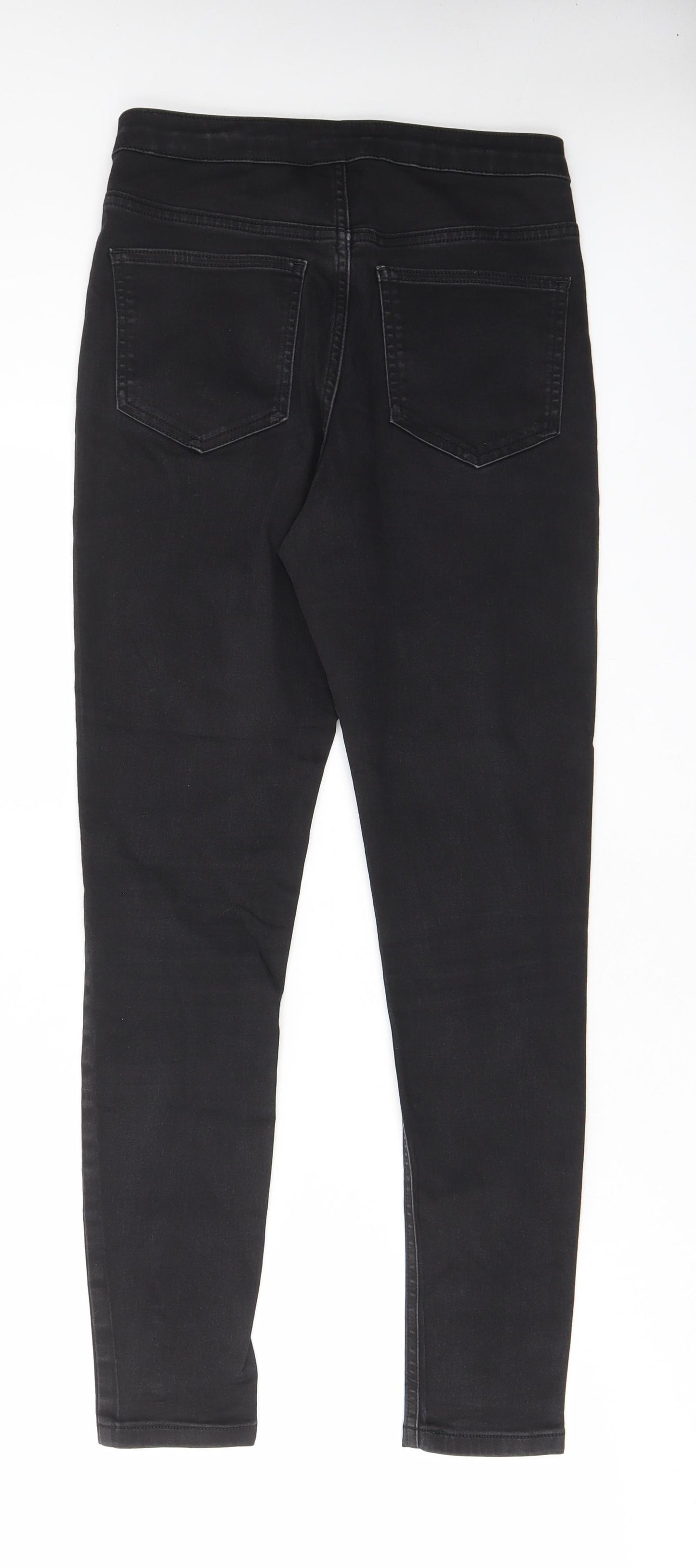 Marks and Spencer Womens Black Cotton Skinny Jeans Size 10 L28 in Regular Zip - Pockets