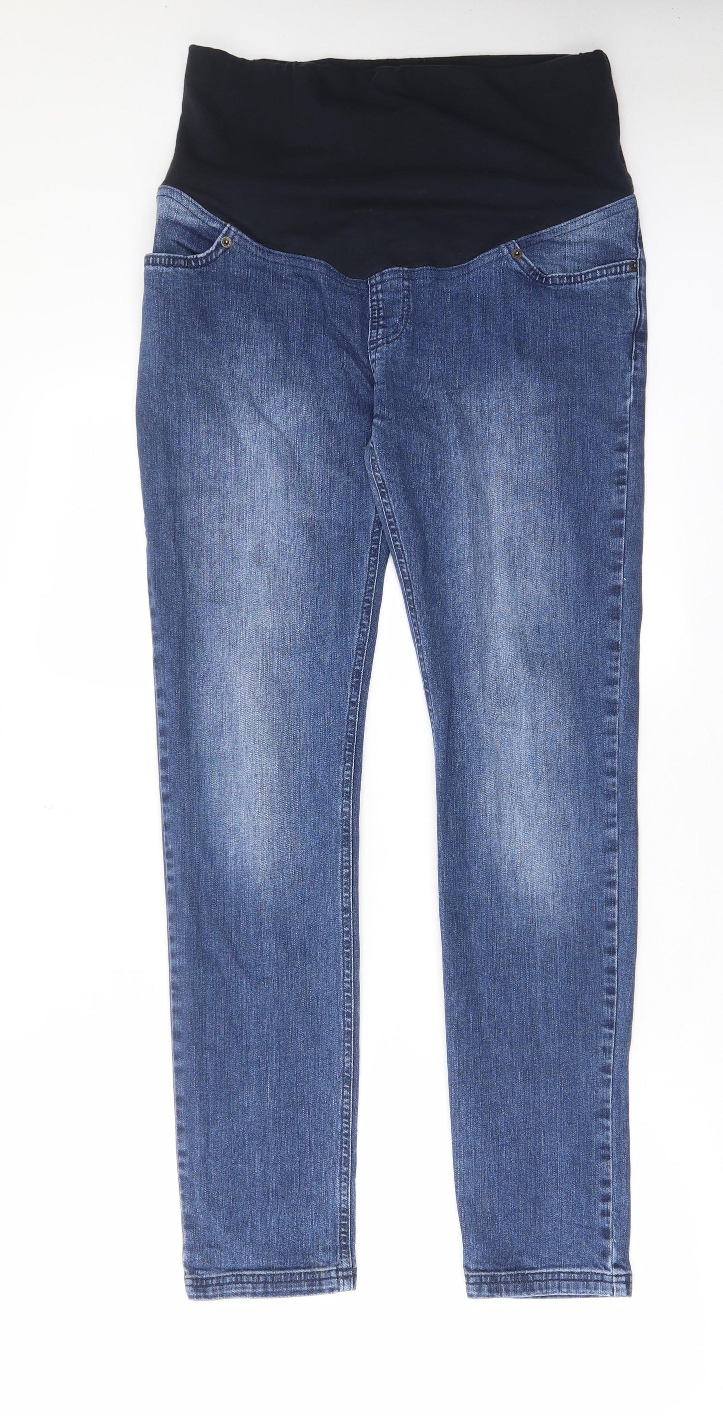 JoJo Maman Bébé Womens Blue Cotton Straight Jeans Size 10 L29 in Regular