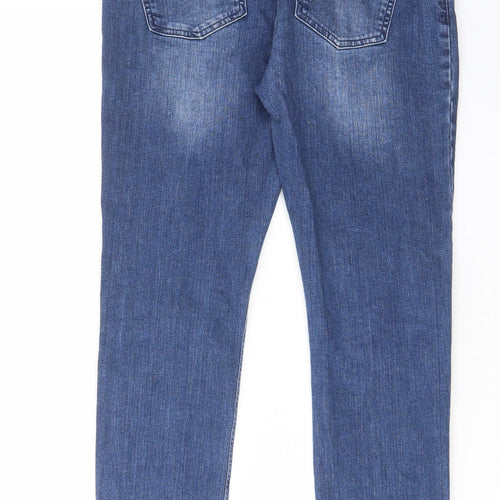 JoJo Maman Bébé Womens Blue Cotton Straight Jeans Size 10 L29 in Regular