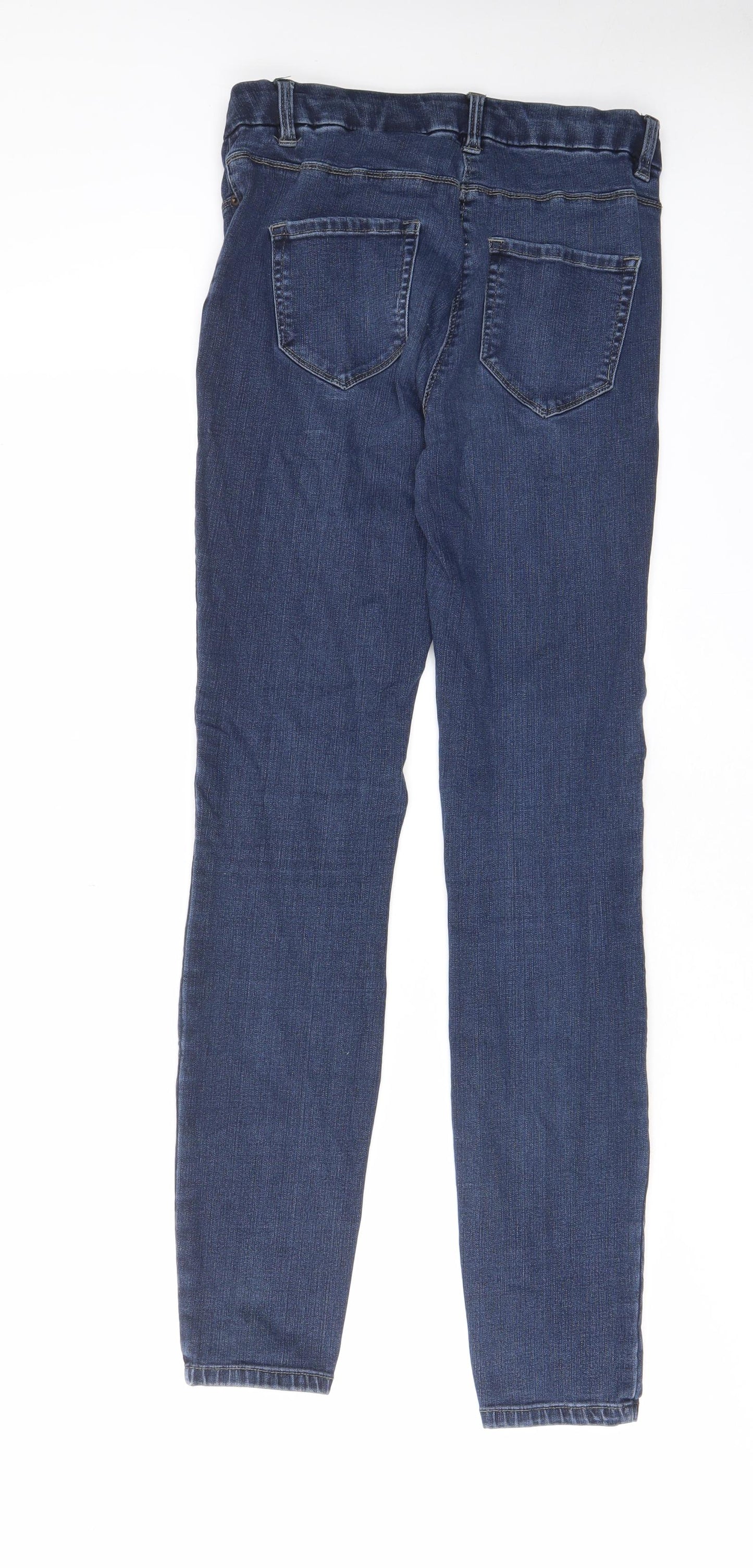 NEXT Womens Blue Cotton Skinny Jeans Size 10 L30 in Regular Zip - Pockets