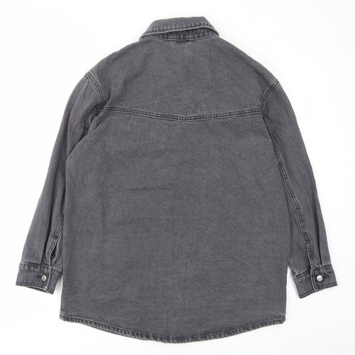 Baf Womens Grey Cotton Basic Button-Up Size 12 Collared