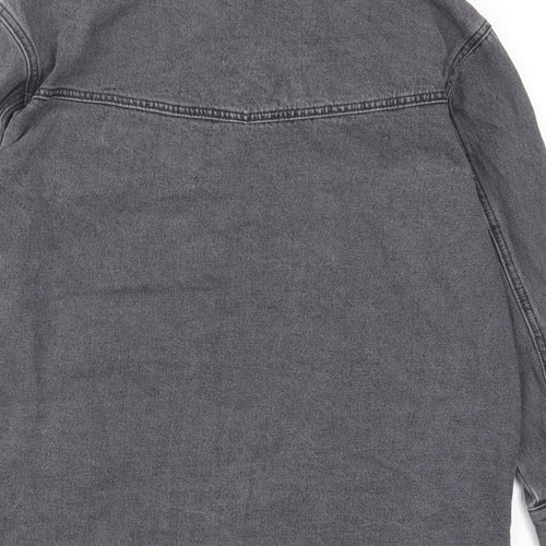 Baf Womens Grey Cotton Basic Button-Up Size 12 Collared