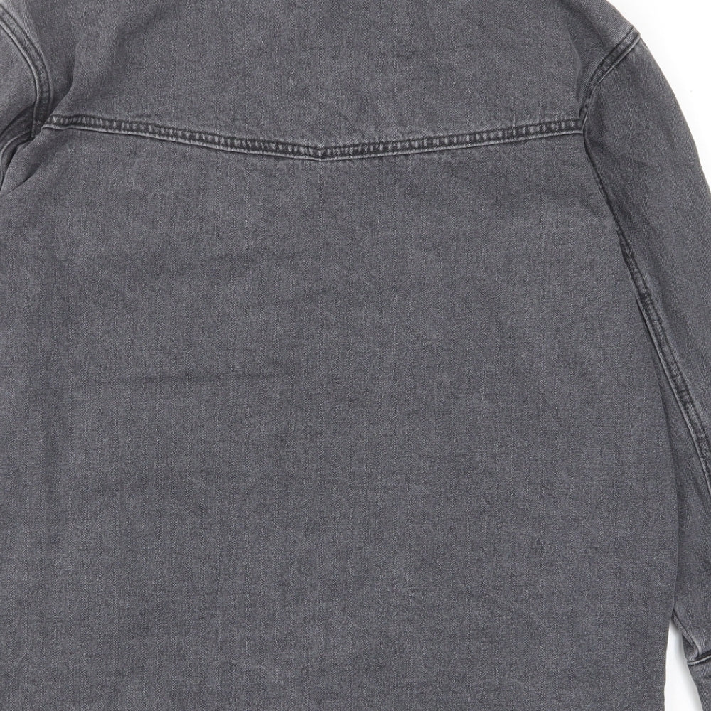 Baf Womens Grey Cotton Basic Button-Up Size 12 Collared