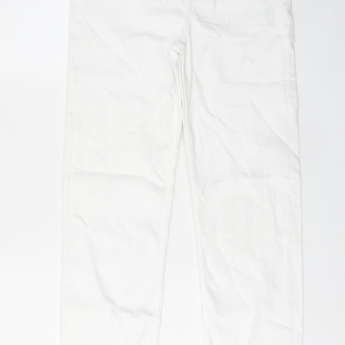 Marks and Spencer Womens White Cotton Straight Jeans Size 10 L29 in Regular Zip - Pockets