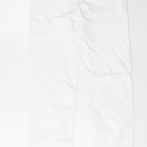Marks and Spencer Womens White Cotton Straight Jeans Size 10 L29 in Regular Zip - Pockets