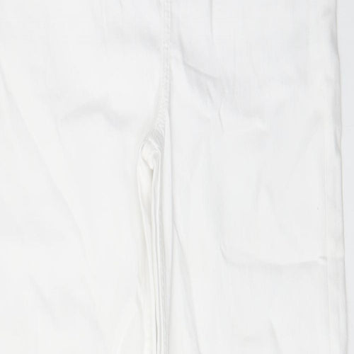 Marks and Spencer Womens White Cotton Straight Jeans Size 10 L29 in Regular Zip - Pockets