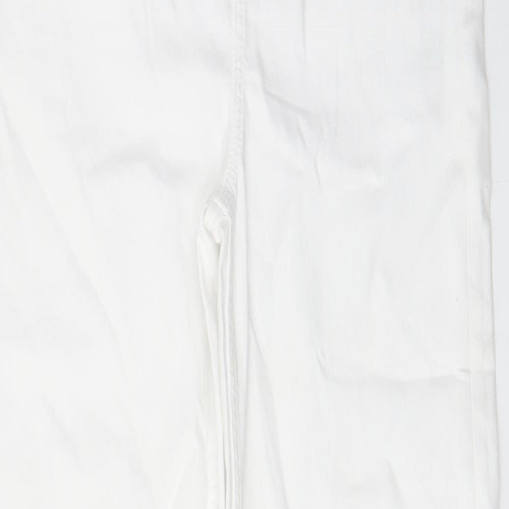Marks and Spencer Womens White Cotton Straight Jeans Size 10 L29 in Regular Zip - Pockets