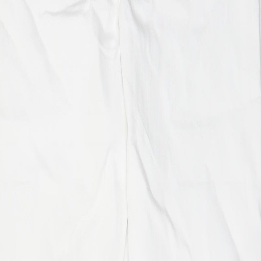 Marks and Spencer Womens White Cotton Straight Jeans Size 10 L29 in Regular Zip - Pockets
