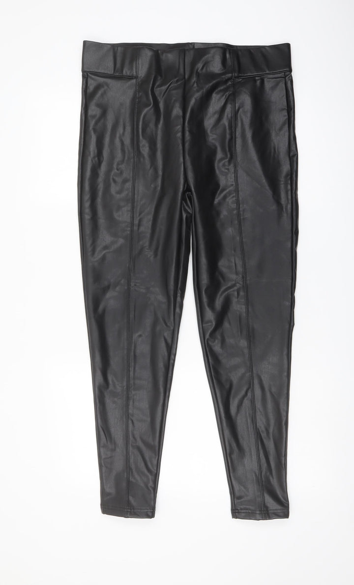 Marks and Spencer Womens Black Polyester Trousers Size 16 L27 in Regular