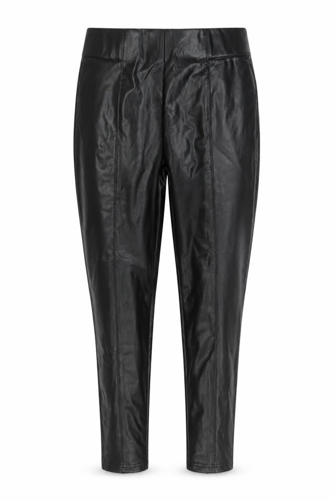 Front view of Marks & Spencer women’s black polyester trousers, size UK 16, 27-inch leg regular