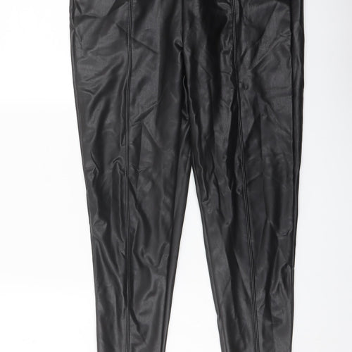 Marks and Spencer Womens Black Polyester Trousers Size 14 L27 in Regular