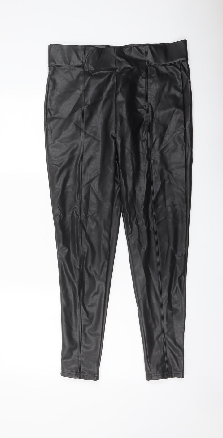 Marks and Spencer Womens Black Polyester Trousers Size 14 L27 in Regular