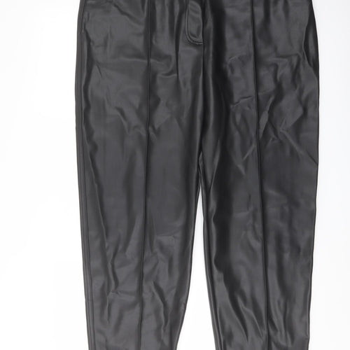 Marks and Spencer Womens Black Polyester Trousers Size 18 L25 in Regular Button