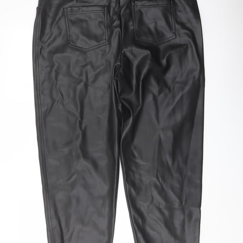 Marks and Spencer Womens Black Polyester Trousers Size 18 L25 in Regular Button