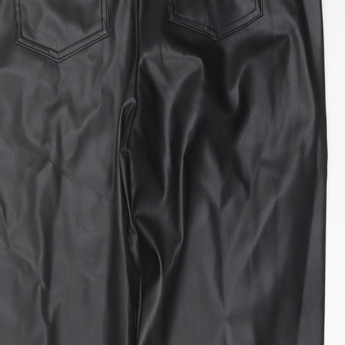Marks and Spencer Womens Black Polyester Trousers Size 18 L25 in Regular Button