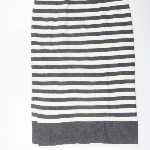 Marks and Spencer Womens Grey Striped Viscose Straight & Pencil Skirt Size L