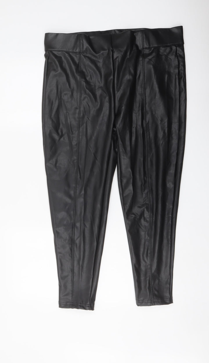 Marks and Spencer Womens Black Polyester Trousers Size 18 L25 in Regular