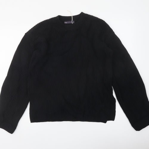 Marks and Spencer Womens Black Crew Neck Cotton Pullover Jumper Size M