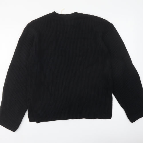 Marks and Spencer Womens Black Crew Neck Cotton Pullover Jumper Size M