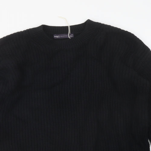 Marks and Spencer Womens Black Crew Neck Cotton Pullover Jumper Size M