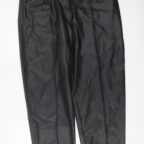 Marks and Spencer Womens Black Polyester Trousers Size 14 L24 in Regular Button
