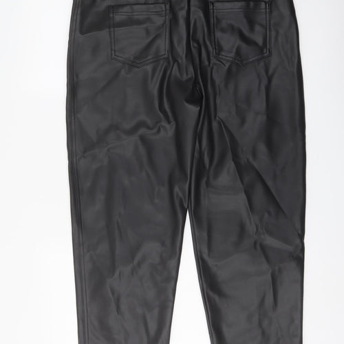 Marks and Spencer Womens Black Polyester Trousers Size 14 L24 in Regular Button