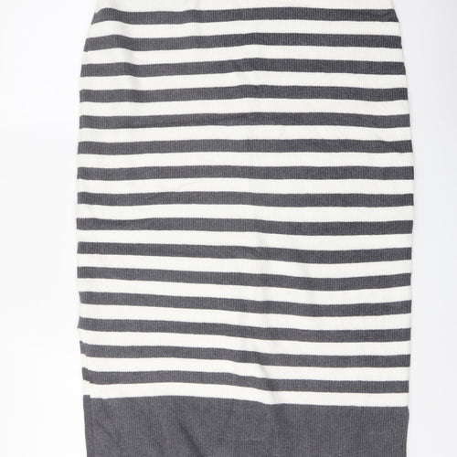 Marks and Spencer Womens Grey Striped Viscose Straight & Pencil Skirt Size L