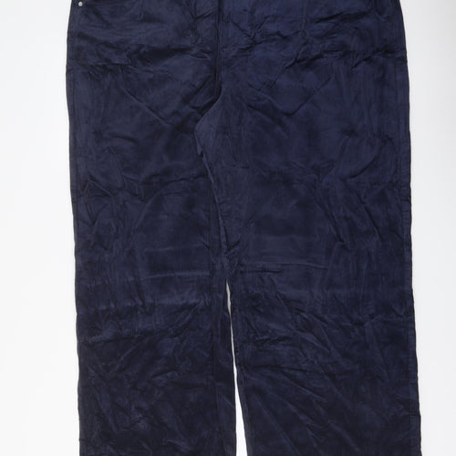 Marks and Spencer Womens Blue Cotton Trousers Size 24 L29 in Regular Button
