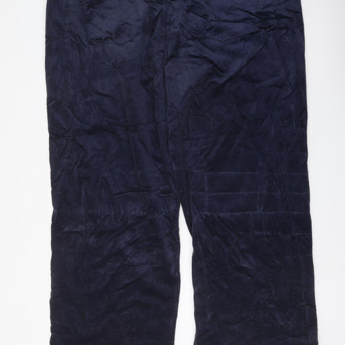 Marks and Spencer Womens Blue Cotton Trousers Size 24 L29 in Regular Button