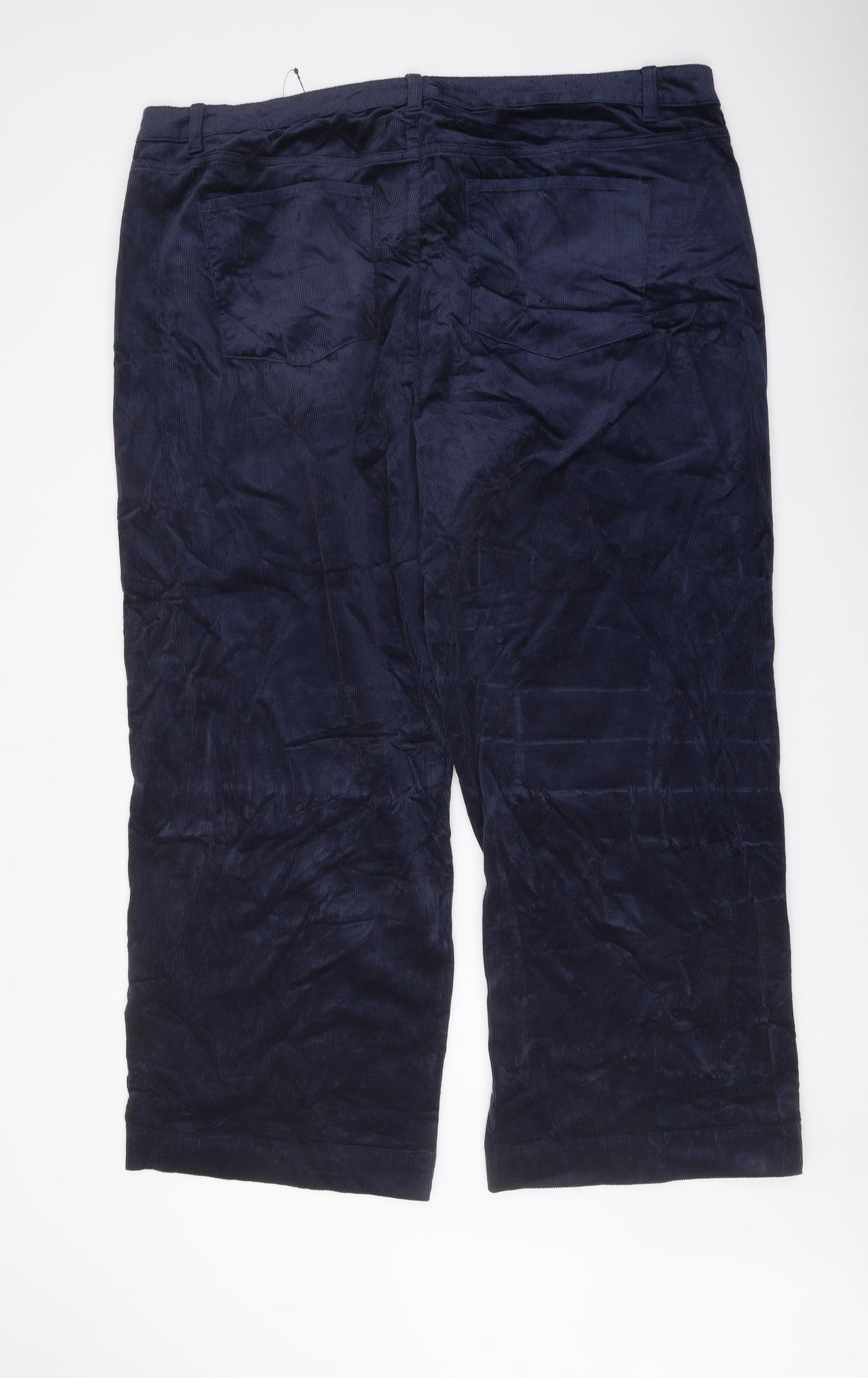 Marks and Spencer Womens Blue Cotton Trousers Size 24 L29 in Regular Button