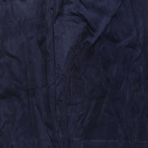 Marks and Spencer Womens Blue Cotton Trousers Size 24 L29 in Regular Button
