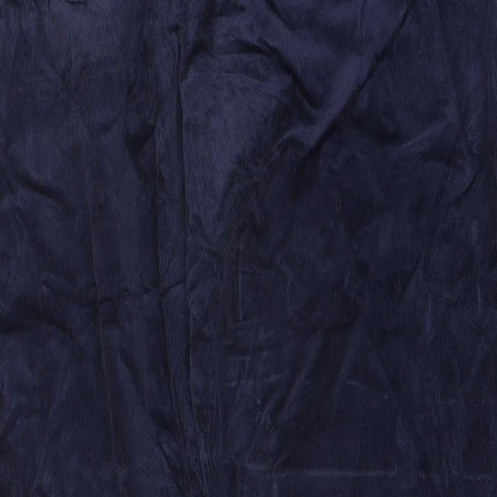 Marks and Spencer Womens Blue Cotton Trousers Size 24 L29 in Regular Button