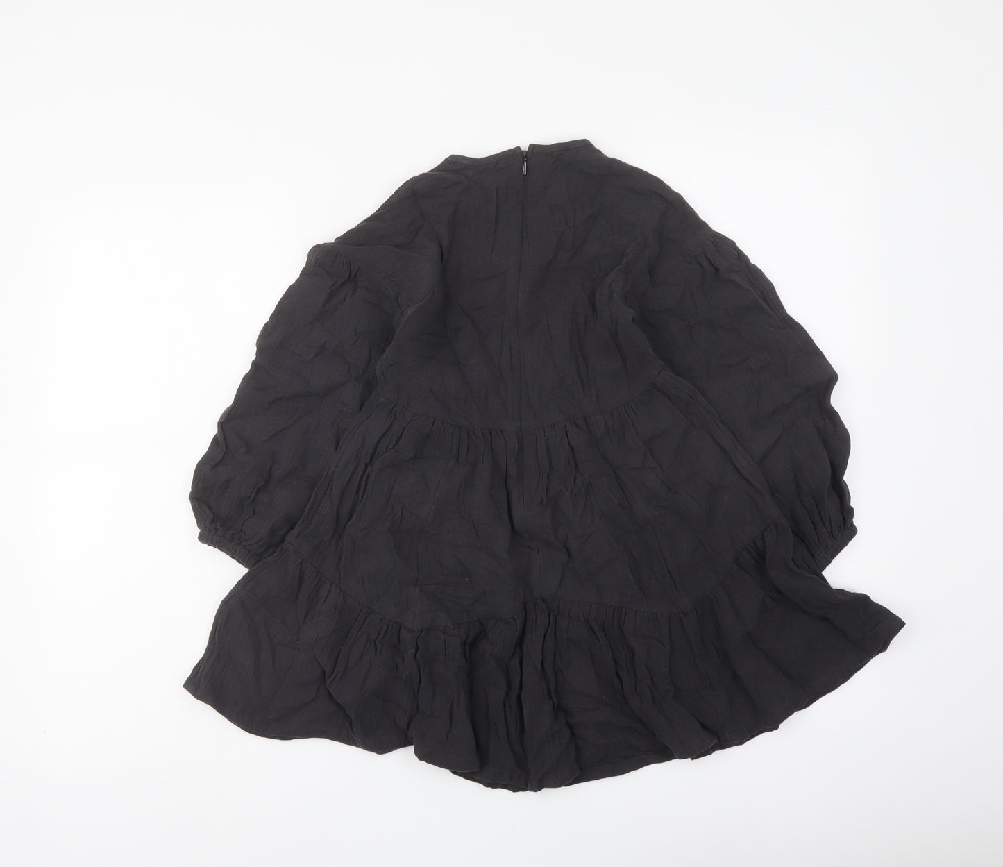 Marks and Spencer Girls Grey Cotton Skater Dress Size 6-7 Years Crew Neck Zip