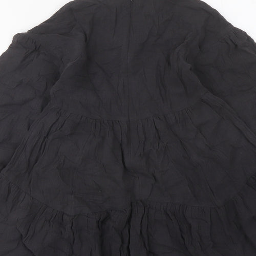 Marks and Spencer Girls Grey Cotton Skater Dress Size 6-7 Years Crew Neck Zip