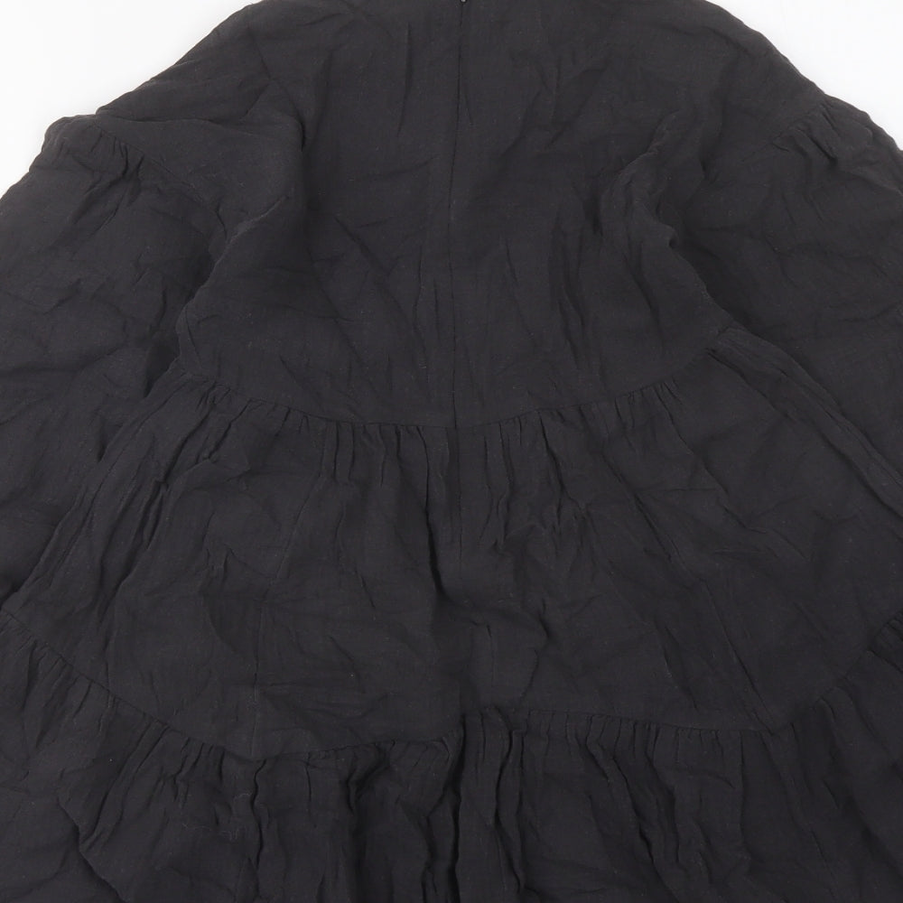 Marks and Spencer Girls Grey Cotton Skater Dress Size 6-7 Years Crew Neck Zip