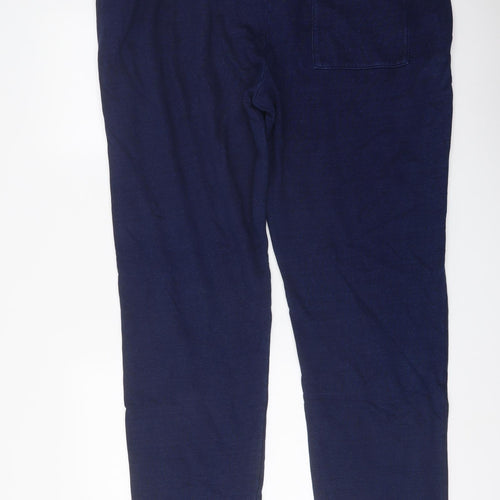 Marks and Spencer Womens Blue Cotton Trousers Size 2XL L29 in Regular Drawstring