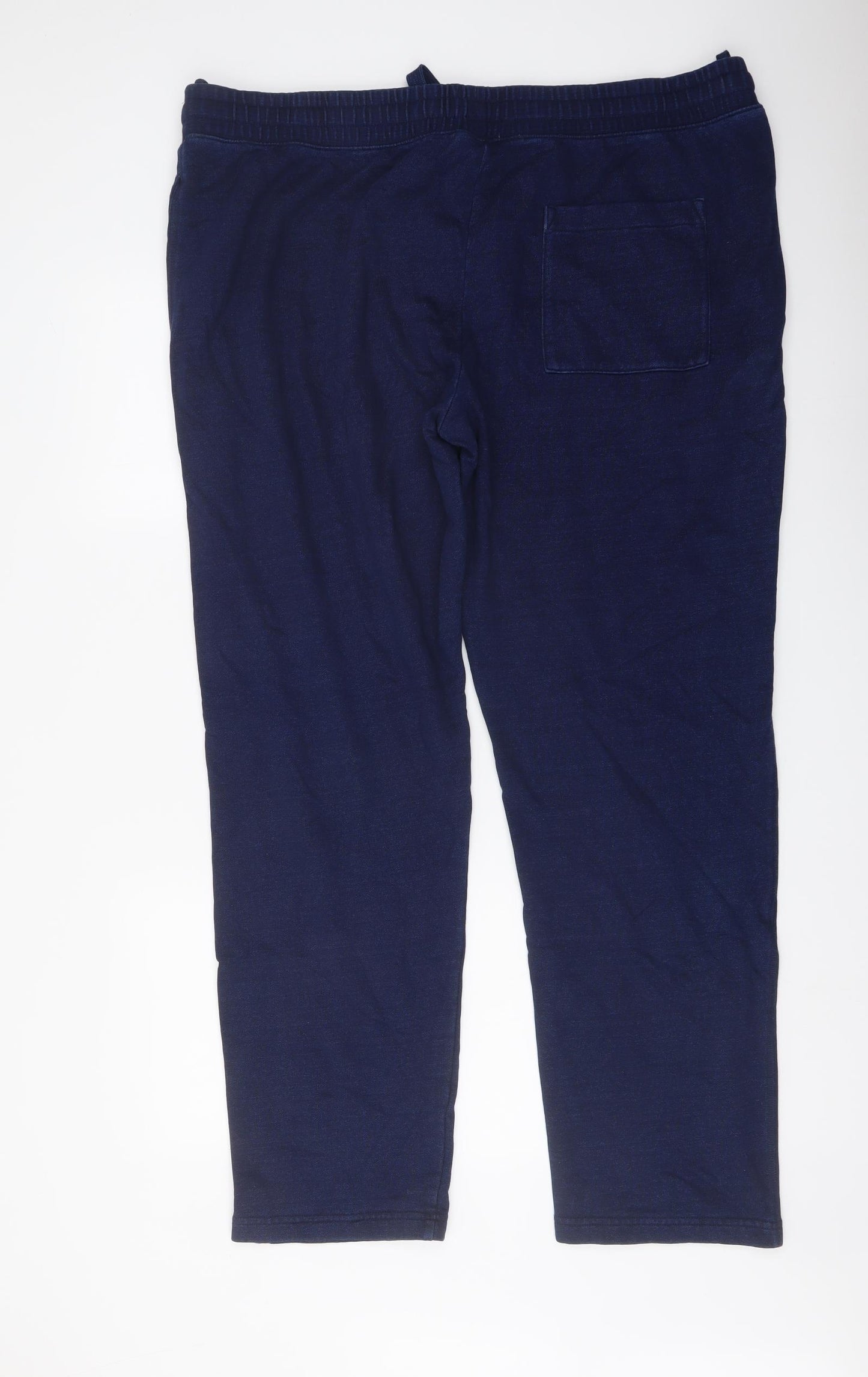 Marks and Spencer Womens Blue Cotton Trousers Size 2XL L29 in Regular Drawstring