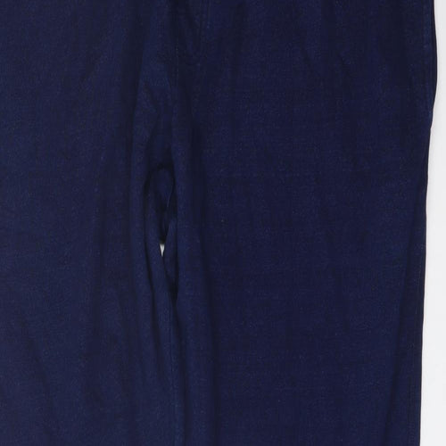 Marks and Spencer Womens Blue Cotton Trousers Size 2XL L29 in Regular Drawstring