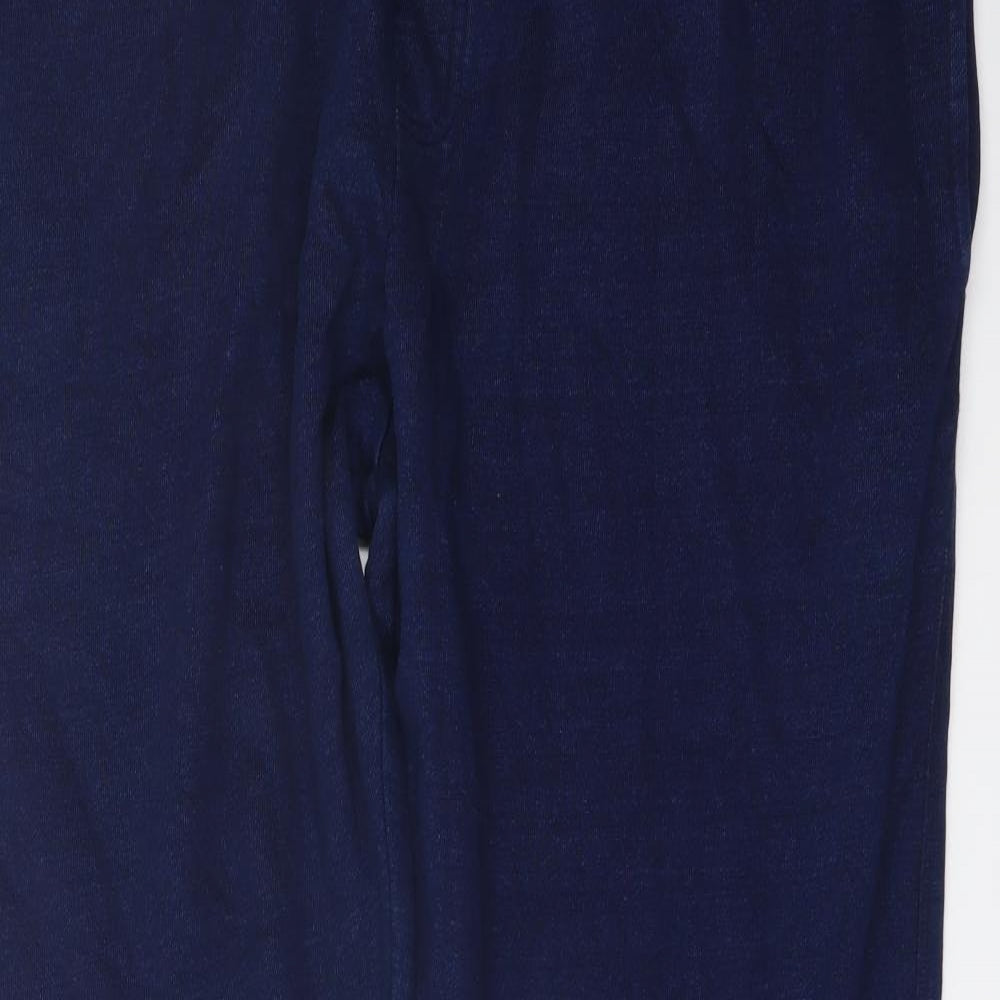 Marks and Spencer Womens Blue Cotton Trousers Size 2XL L29 in Regular Drawstring