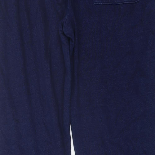 Marks and Spencer Womens Blue Cotton Trousers Size 2XL L29 in Regular Drawstring