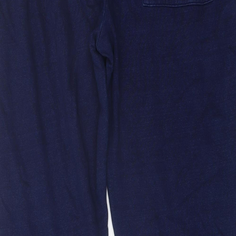 Marks and Spencer Womens Blue Cotton Trousers Size 2XL L29 in Regular Drawstring