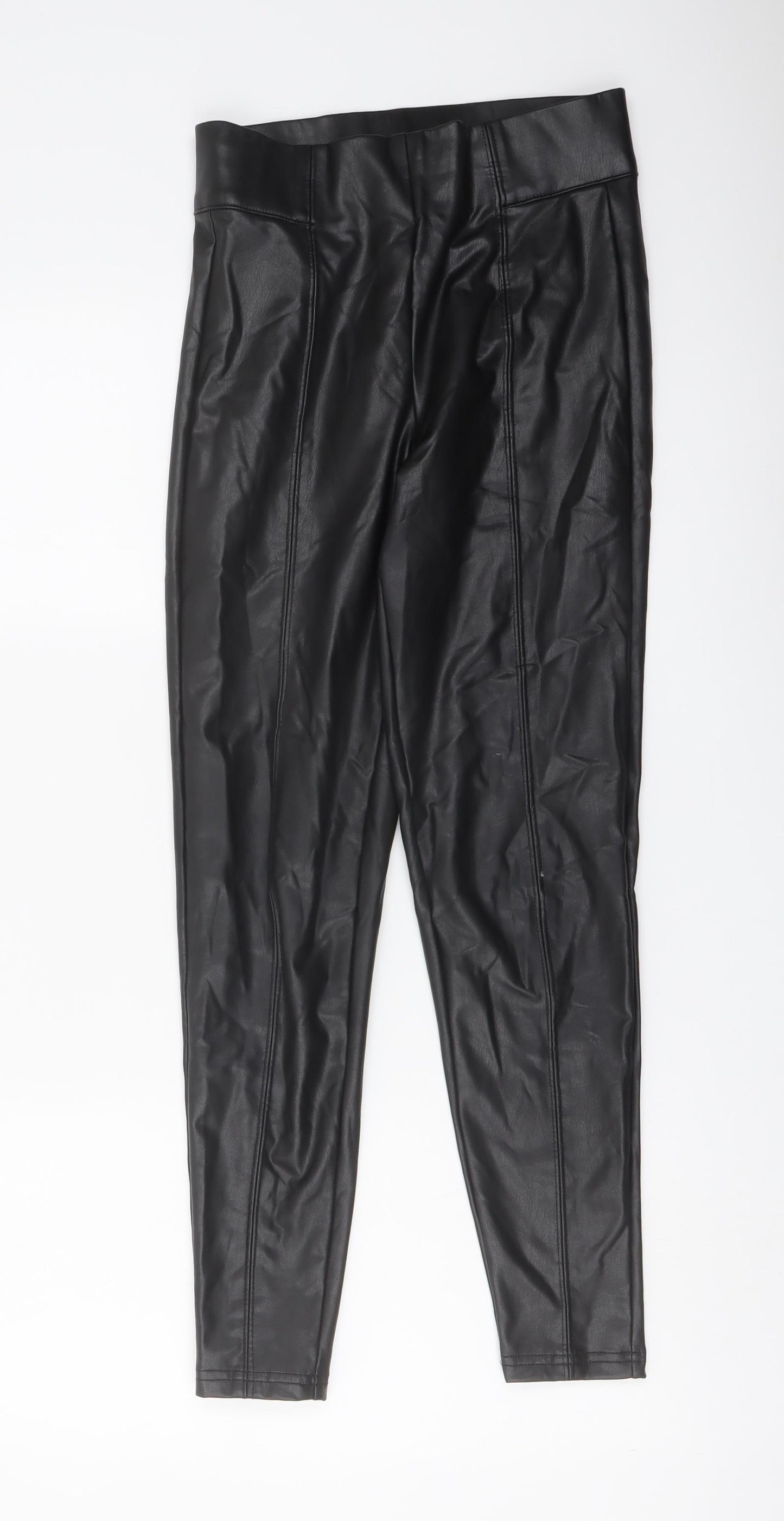 Marks and Spencer Womens Black Polyester Trousers Size 6 L25 in Regular