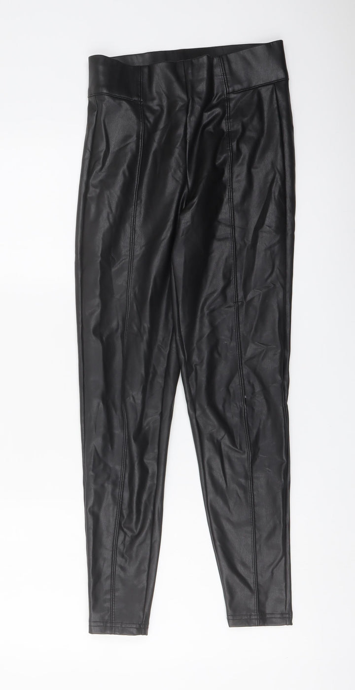 Marks and Spencer Womens Black Polyester Trousers Size 6 L25 in Regular
