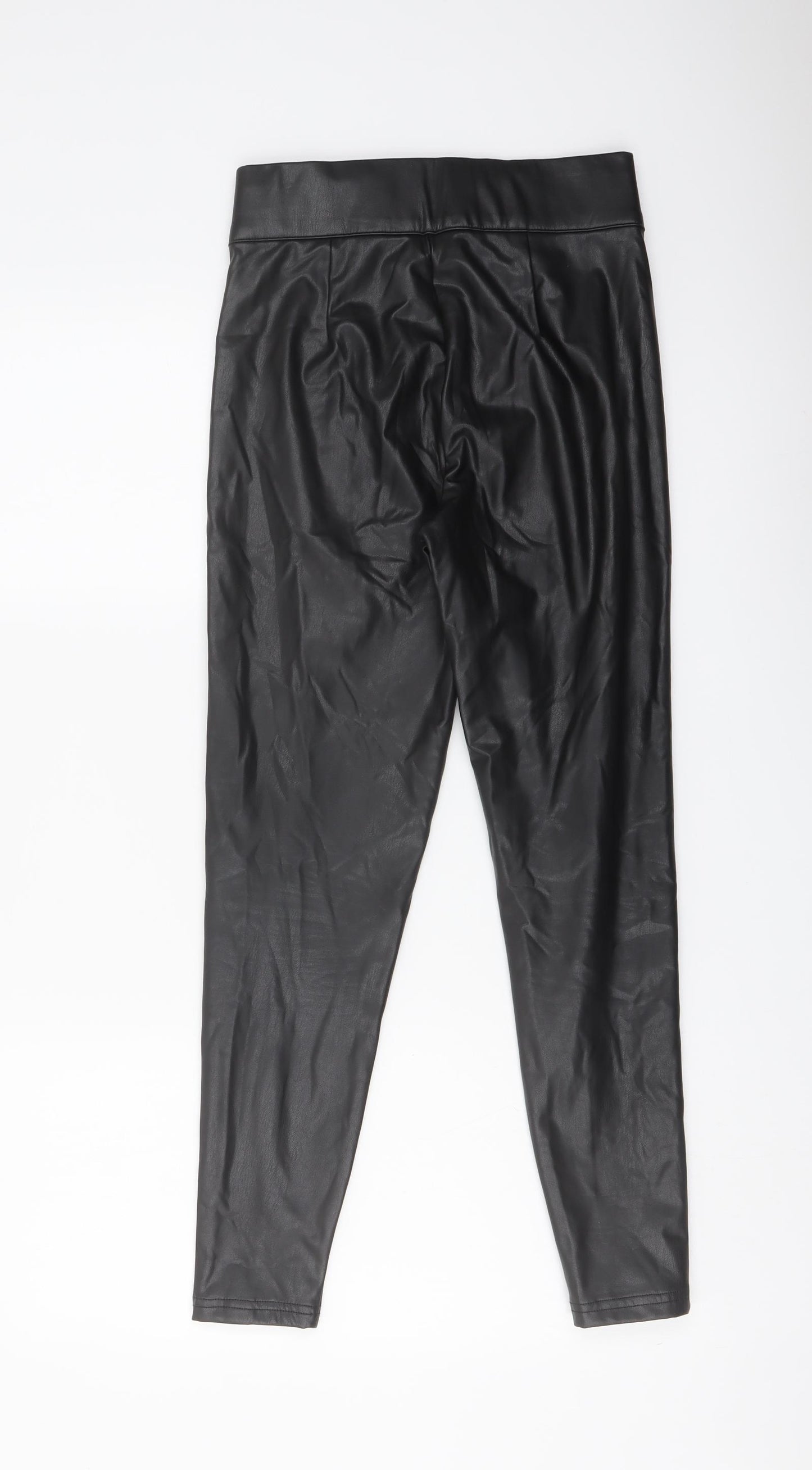 Marks and Spencer Womens Black Polyester Trousers Size 6 L25 in Regular