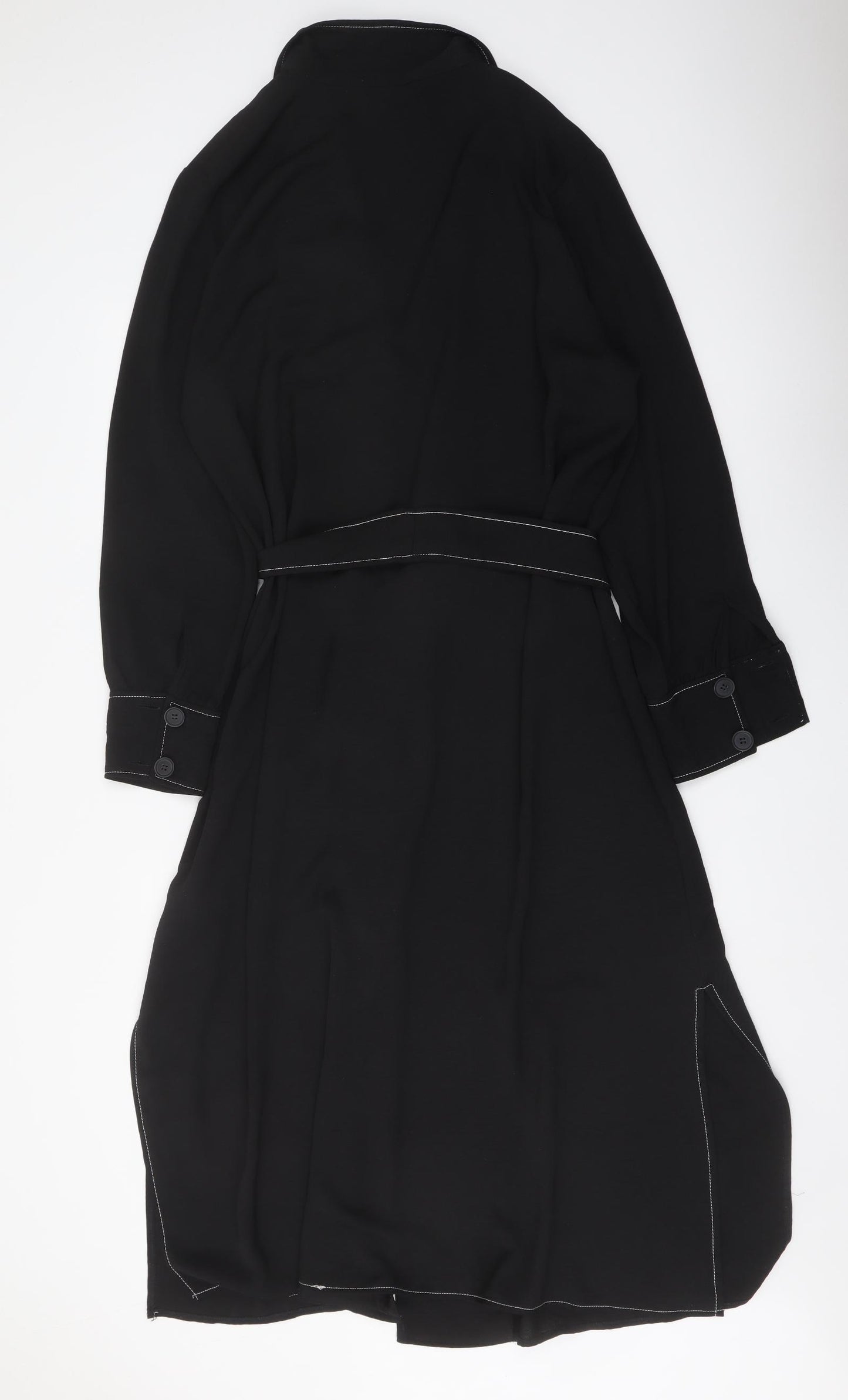 Red Herring Womens Black Polyester Shirt Dress Size 8 V-Neck Button