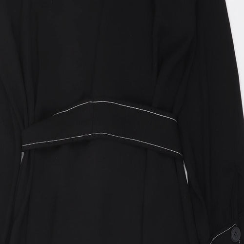 Red Herring Womens Black Polyester Shirt Dress Size 8 V-Neck Button