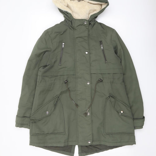 ASOS Womens Green Parka Coat Size 8 Zip