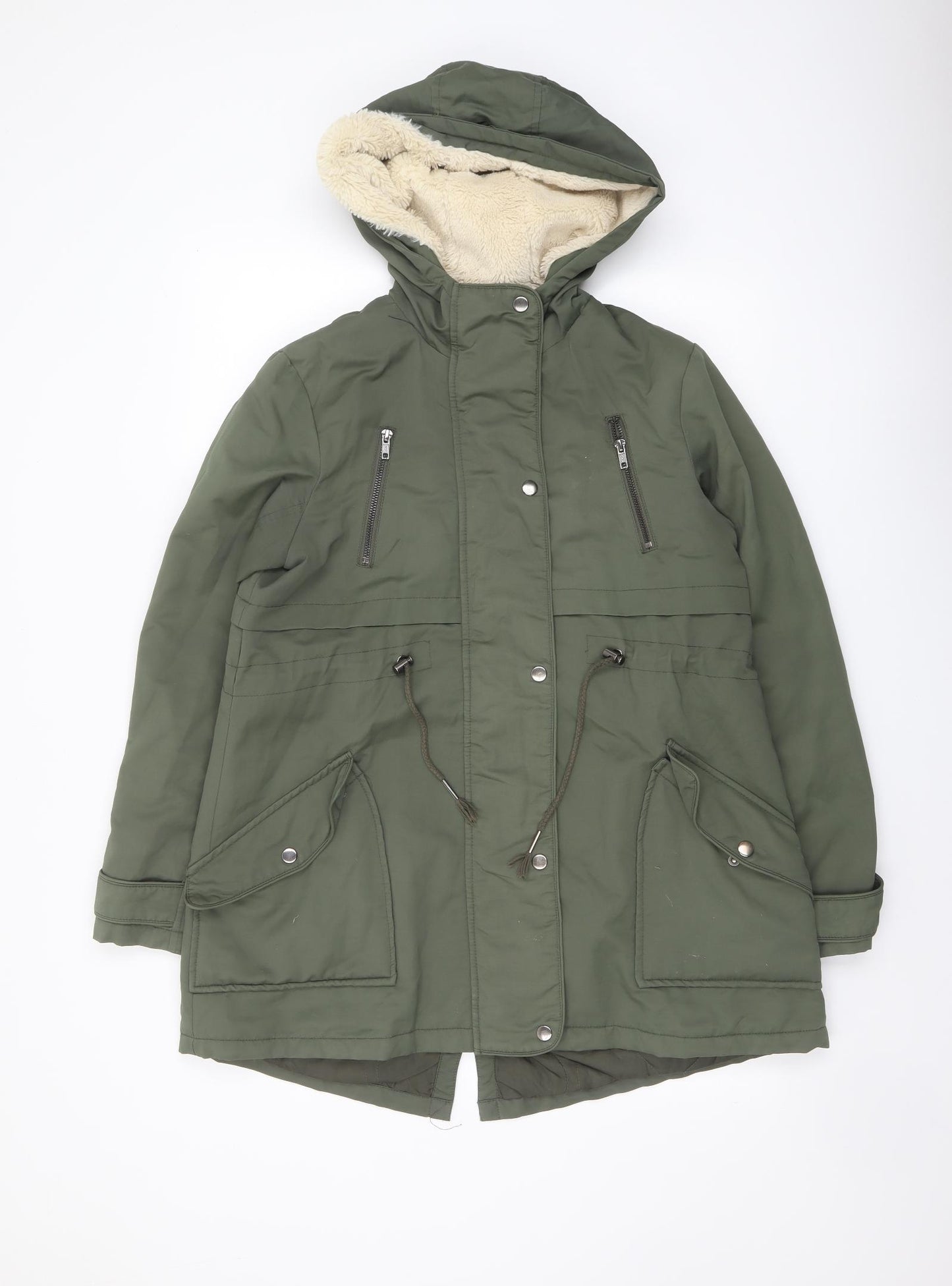 ASOS Womens Green Parka Coat Size 8 Zip