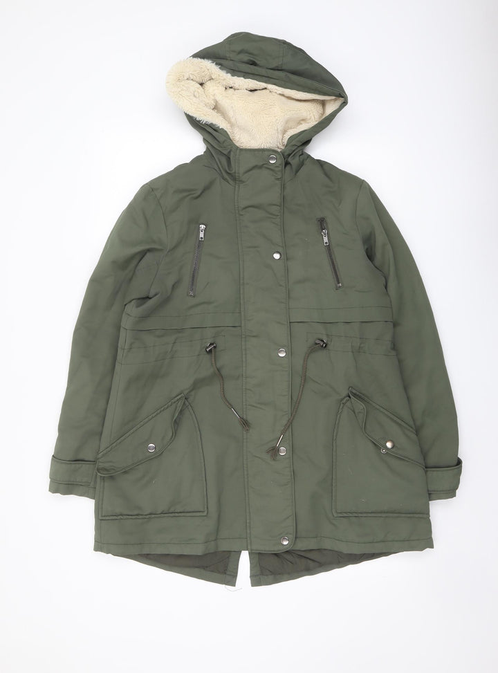ASOS Womens Green Parka Coat Size 8 Zip